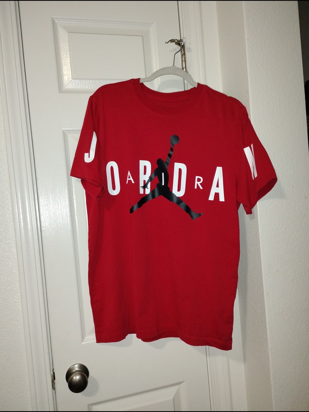 Jordan Red Tee with Black Jumpman and White Lettering